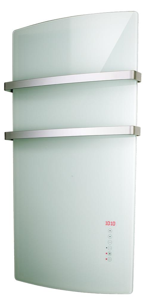 Radialight Deva 1500 Watt Λευκή – Ψηφιακή Πετσετοκρεμάστρα Μπάνιου με Γυάλινη Πρόσοψη
