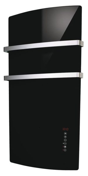 Radialight Deva 1500 Watt Μαύρη - Ψηφιακή Πετσετοκρεμάστρα Μπάνιου με Γυάλινη Πρόσοψη