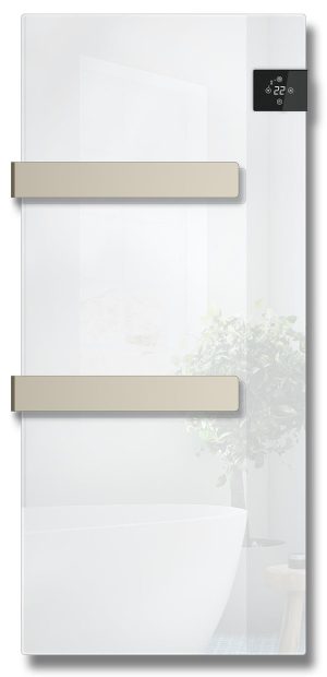 Radialight Silk 750 Watt Λευκή - Ψηφιακή Πετσετοκρεμάστρα Μπάνιου με Γυάλινη Πρόσοψη