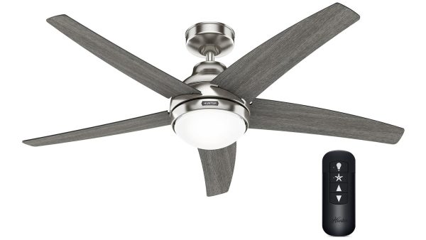 Hunter Bernard 132 Brushed Nickel – Ανεμιστήρας Οροφής με Φωτιστικό