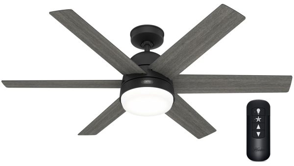 Hunter Arete 132 Matte Black – Ανεμιστήρας Οροφής με Φωτιστικό