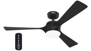 Hunter Rosedale 132 Matte Black - Ανεμιστήρας Οροφής με Φωτιστικό