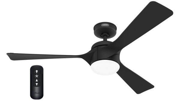 Hunter Rosedale 132 Matte Black – Ανεμιστήρας Οροφής με Φωτιστικό