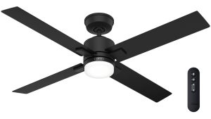 Hunter Mila 132 Matte Black - Ανεμιστήρας Οροφής με Φωτιστικό
