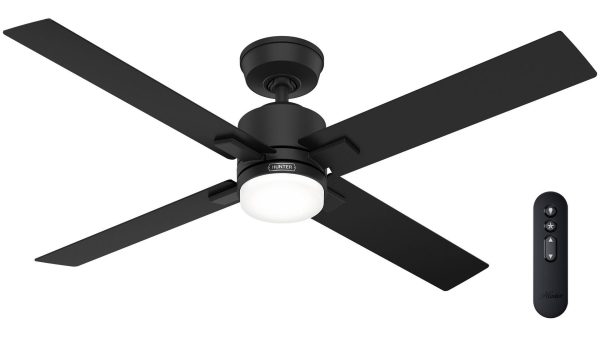 Hunter Mila 132 Matte Black – Ανεμιστήρας Οροφής με Φωτιστικό
