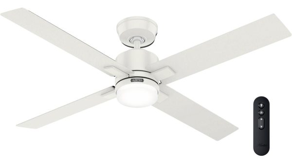 Hunter Mila 132 Fresh White – Ανεμιστήρας Οροφής με Φωτιστικό