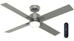 Hunter Mila 132 Matte Silver - Ανεμιστήρας Οροφής με Φωτιστικό