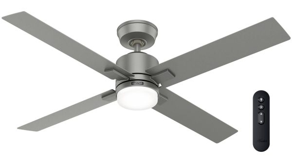 Hunter Mila 132 Matte Silver – Ανεμιστήρας Οροφής με Φωτιστικό