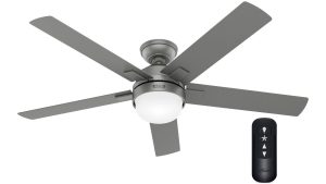 Hunter Zeal 132 Matte Silver - Ανεμιστήρας Οροφής με Φωτιστικό