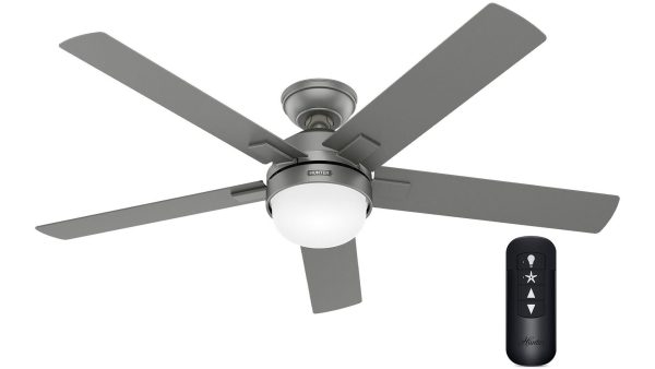 Hunter Zeal 132 Matte Silver – Ανεμιστήρας Οροφής με Φωτιστικό