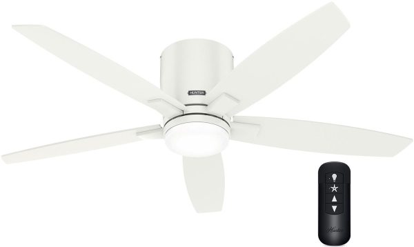 Hunter Valencia 132 Low Profile – Fresh White – Ceiling Fan with Light