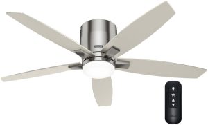 Hunter Valencia 132 Low Profile - Brushed Nickel - Ανεμιστήρας Οροφής με Φωτιστικό