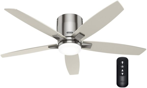 Hunter Valencia 132 Low Profile – Brushed Nickel – Ανεμιστήρας Οροφής με Φωτιστικό